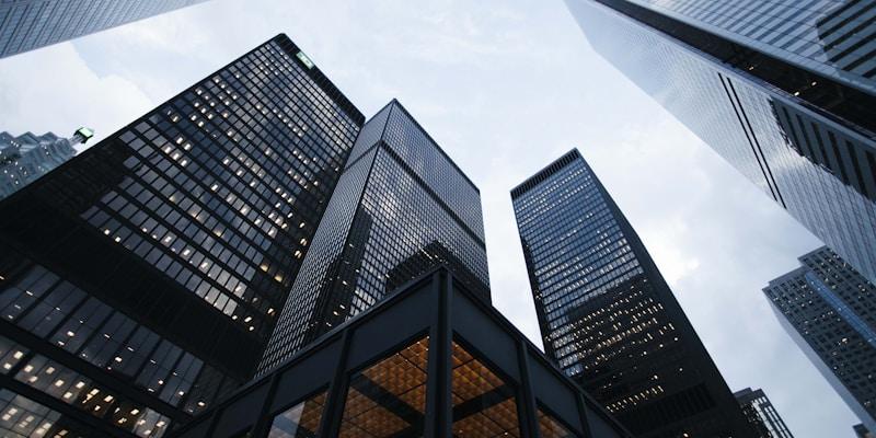 Corporate office building with modern glass architecture
